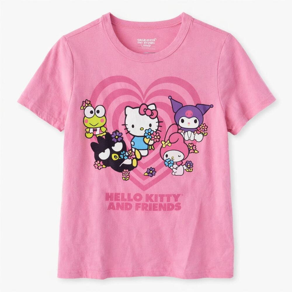 Hello Kitty & Friends Pink Graphic T-Shirt Women’s Small Sanrio Tee Cute Kawaii